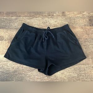 Black Size Large Sweatpants Shorts with Pockets